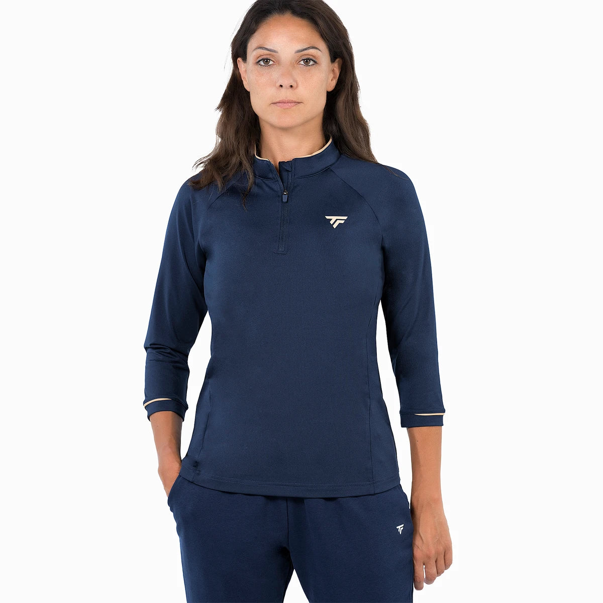 SWEAT TECNIFIBRE FEMME THERMOZIP 3/4 SLEEVE MARINE