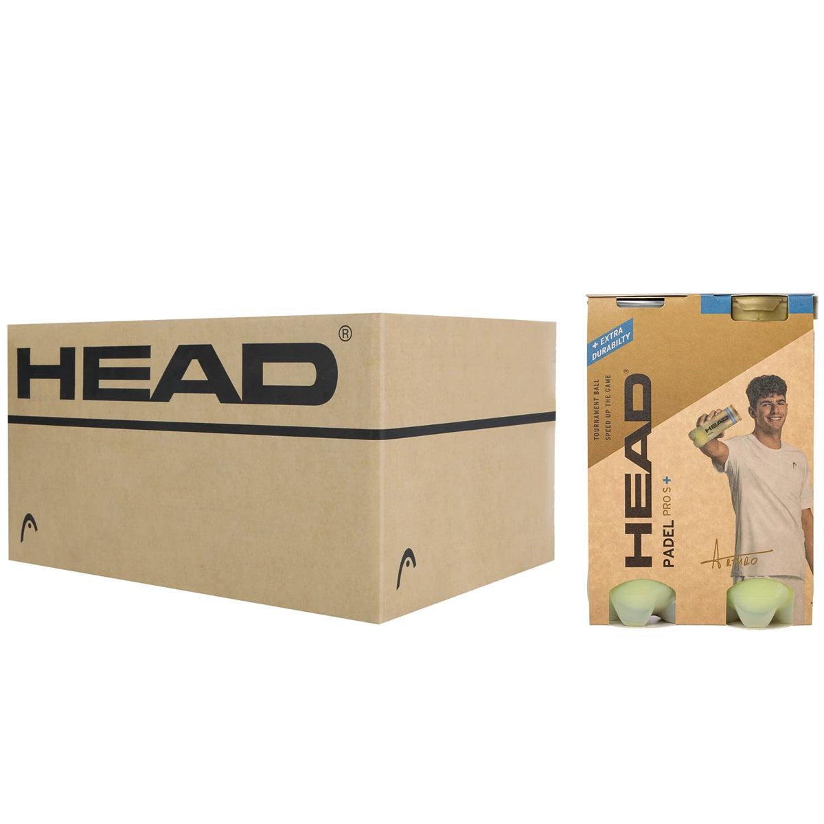 CARTON DE 12 PACKS DE 2 TUBES DE 3 BALLES HEAD PADEL PRO S+