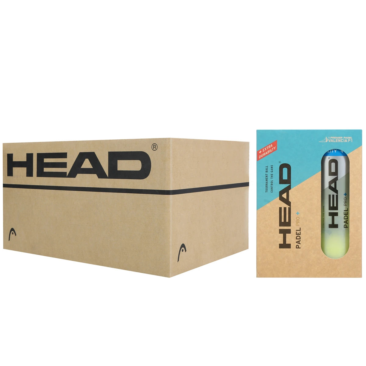 Carton de 12 Packs de 2 Tubes de 3 Balles HEAD Padel Pro+ Valencia