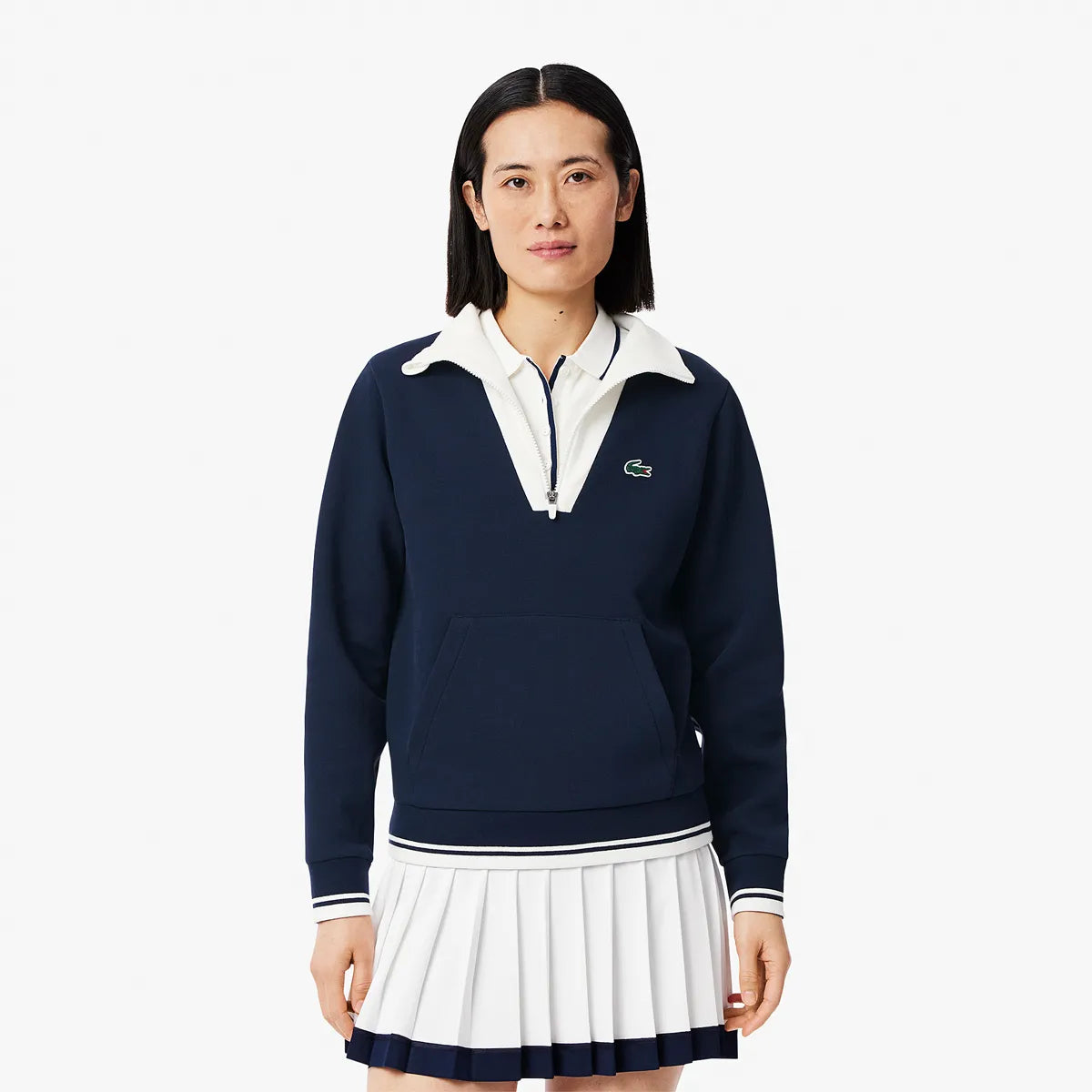 SWEAT LACOSTE FEMME HERITAGE 1/2 ZIP