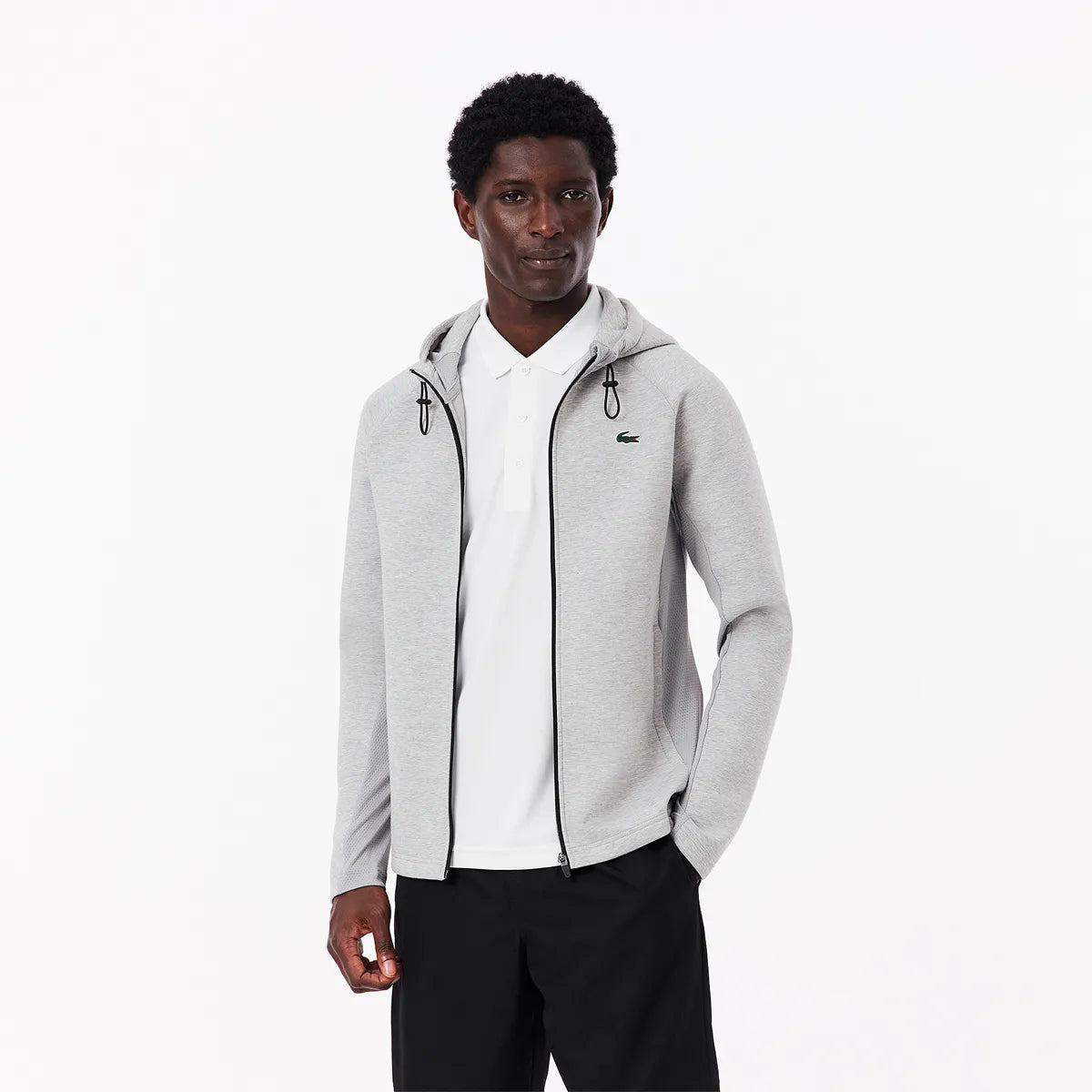 SWEAT LACOSTE CORE PERRFORMANCE A CAPUCHE FZ MESH